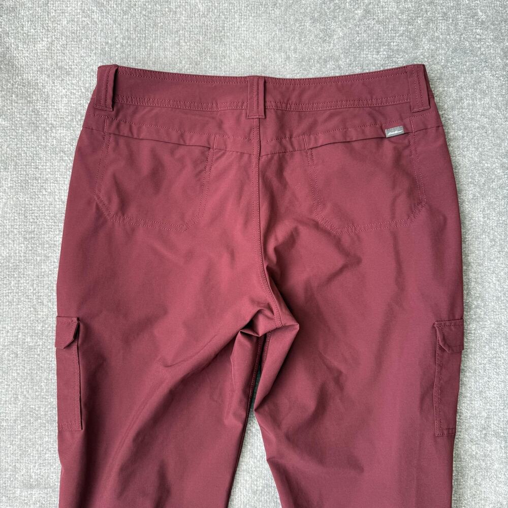 Eddie Bauer Pants Womens 10 Burgundy Stretch Cargo Capri Hiking Outdoor Ruched - Picture 11 of 12
